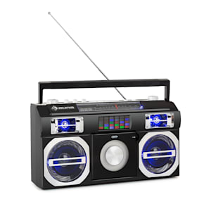 Oldschool 80's Retro-Player CD BT USB MP3 UKW Teleskopantenne Akku schwarz