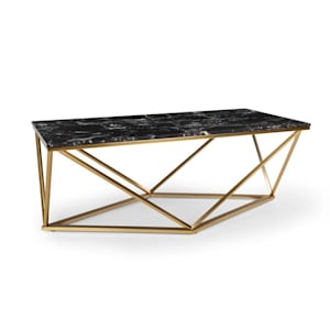 Black Onyx I, dohányzóasztal, 110 x 42,5 x 55 cm (SZ x M x M), márvány, arany/fekete