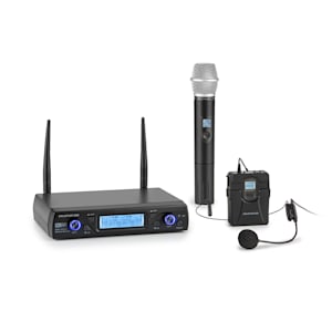 UHF200C-HB Set de microfonía inalámbrico UHF 2 canales receptor micrófono de mano transmisor