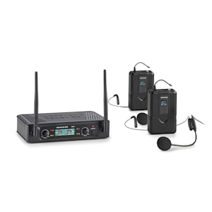 UHF200F-2B 2-Kanal UHF-Funkmikrofon-Set Receiver 2xTransmitter + Headset