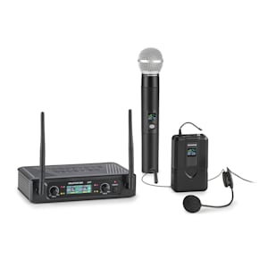 UHF200F-HB, set radiomicrofono UHF a 2 canali, ricevitore, microfono a mano, trasmettitore