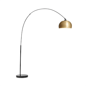 Amara lampe arquée abat-jour doré socle en marbre E27 câble secteur 2 m doré