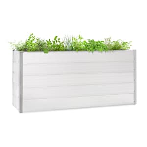 Nova Grow Arriate de jardín 195 x 91 x 50 cm WPC imitación madera color blanco
