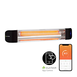 blumfeldt Smartwave, radiatore di calore a infrarossi, tubo in fibra di carbonio, 2400W, WiFi, app, bianco