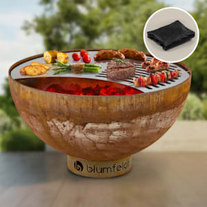 Braséro Savage avec barbecue Ø : 60,5 cm acier incl. protection contre les intempéries rouille