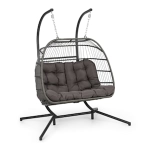 Biarritz Double Fauteuil suspendu individuel Coussin d'assise polyester Aluminium Polyrotin 260 kg