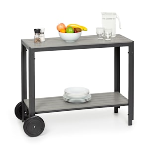 Menorca Roll Desserte de jardin sur roulettes Polywood teck aluminium