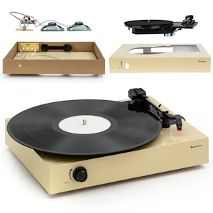 The Player Plattenspieler Turntable | DIY: Plattenspieler zum   Selberbauen | laufruhiger Riemenantrieb   | 2 Geschwindigkeiten: 33 / 45 U/min | integrierte Stereo-Lautsprecher | Line-In | Kopfhörer-Out 