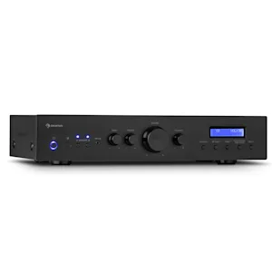 AMP-CD608 DAB HiFi Stereo-Amplifier Verstärker | Ausgangsleistung: 4 x 100 Watt RMS an 4 Ohm | 2 Stereo-Boxen-Ausgänge | DAB+ Radio | Bluetooth | Optischer Eingang | AUX-In | CD-In | DVD-In | MP3-In | Recorder-Ausgang | LED-Display | Fernbedienung