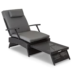 Kos - Lounger, sedia a sdraio con poggiapiedi, telaio in acciaio, 6 posizioni