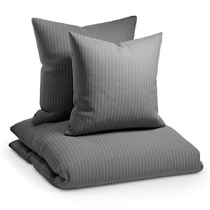 Sleepwise Soft Wonder-Edition Bettwäsche 200x200 cm - Grau / Weiß gestreift
