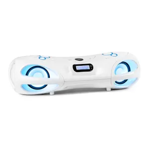 Spacewoofer DAB Boombox | CD-Player | DAB+/UKW-Radio |   Netz- oder Batteriebetrieb | Bluetooth | Anschlüsse: AUX IN, USB, BT und  Kopfhörer | Music2Light LED-System | Fernbedienung