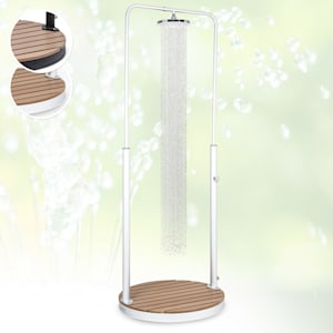 Sumatra Falls Round Ducha de jardín WPC Aluminio Ø 80 cm redonda