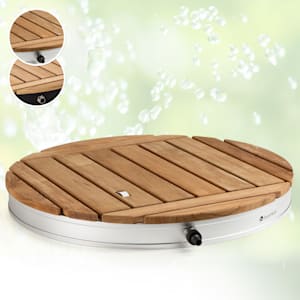 Sumatra Teak Round Gartendusche Aluminium Teakholz Tragegriff