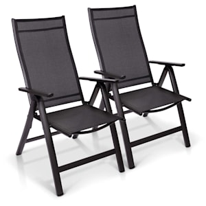 London, Garden Chair, Set of 2, Textilene, Aluminium, 6-Position, Foldable