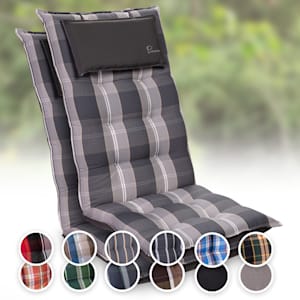 Sylt, Imbottitura, Schienale Alto, Sedia da Giardino, Poggiatesta, Poliestere, 50x120x9cm