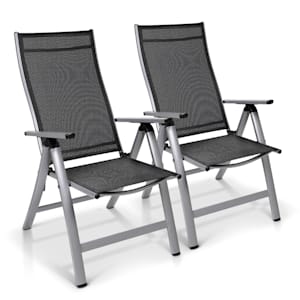 London Gartenstuhl 2er-Set Textilene Aluminium 6-Positionen klappbar