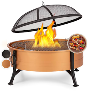 Catania 2-in-1 vuurschaal Ø 80 cm vonkenscherm Ø 70 cm grill staal koper