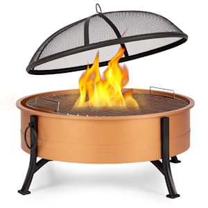 Catania - Braciere 2 in 1, Ø 80 cm, parascintille, griglia da Ø 70 cm, acciaio, rame