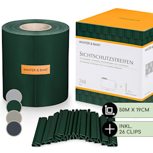 Sichtschutzstreifen Gartenzaun PVC 450 g/m² 50x19cm Clips