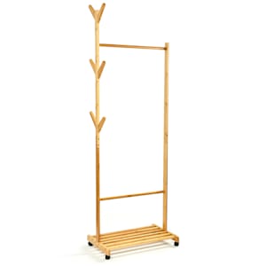 Klädhängare med hylla klädstång 57,5 x 173 cm asymmetrisk Bambudesign