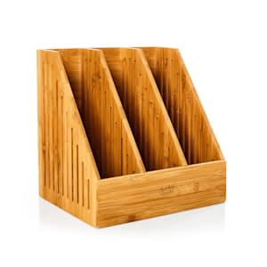 Staande opbergbox 3 vakken afmetingen: 26,5x28x30 cm voor DIN A4 formaat bamboe