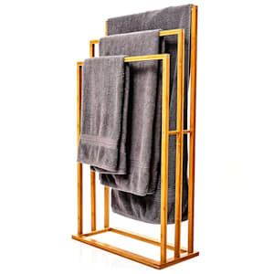Törülközőtartó, 3 rúd törülközőknek, 55 x 100 x 24 cm, lépcsőzetes kialakítás, bambusz