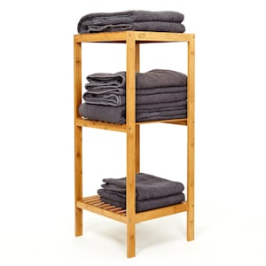 Polcállvány, többcélú polcállvány, 3 szint, 34 x 80 x 33 cm (SZ x M x M), kombinálható, bambusz