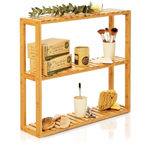 Étagères de rangement 3 niveaux 60x54x15 cm (LxHxP) étagères réglables en hauteur bambou