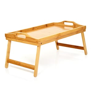 Dienblad multifunctioneel 50 x 23 x 30 cm uitklapbare poten bamboe