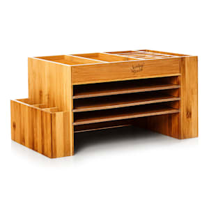 Skrivbordsorganisatör med många fack 40 x 20 x 23 cm 100 % Bamboo