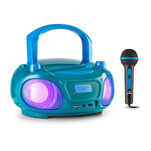 Roadie Sing CD Boombox, radio FM, spettacolo di luci, lettore CD, microfono