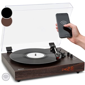 auna TT-Classic Chrono - Giradischi, copertura antipolvere, Bluetooth, altoparlanti incl., 33/45/78 giri/min.