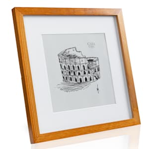 Bristol cornice, lastra di vetro, 30 x 30 cm, con passepartout, legno