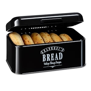 Caixa de pão Delaware Caixa de pão Embalagem de pão | Look retro | Chapa de aço esmaltada | 30 x 16 x 20,5 cm (LxAxP) | Tampa | Orifícios de ventilação para circulação de ar | Revestidos em pó | Inoxidável 