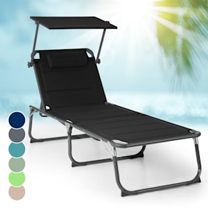 Amalfi chaise longue 70 x 37 x 200 cm Pare-soleil Dossier à 5 niveaux Tube d'acier résistant aux intempéries