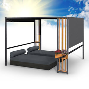 Valla Gazebo 3x3 m UV50+ Repelente de Agua Iluminación Solar LED