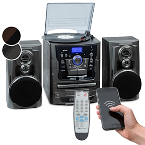 Franklin Stereoanlage Plattenspieler 3-fach-CD-Player BT Kassetten AUX USB-Port