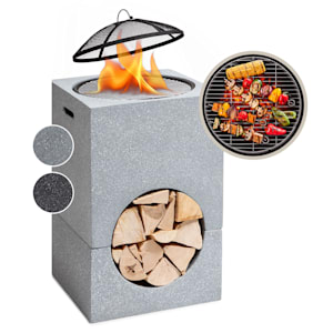 blumfeldt Monolith Feuerschale mit Grill MGO & Stahlschale inkl. Funkenschutz