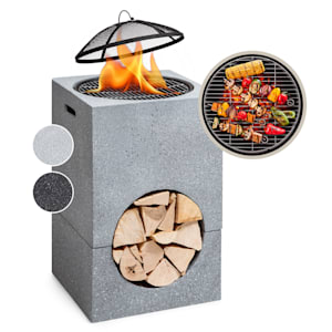 blumfeldt Recipiente de fuego Monolith con parrilla MGO y recipiente de acero incl. protección contra chispas