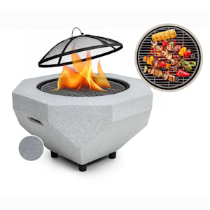 blumfeldt Diamond Feuerschale mit Grill MGO & Stahlschale inkl. Funkenschutz