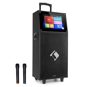 Système de karaoké KTV M Écran tactile 12,1" 2 micros UHF WiFi BT USB SD HDMI Chariot