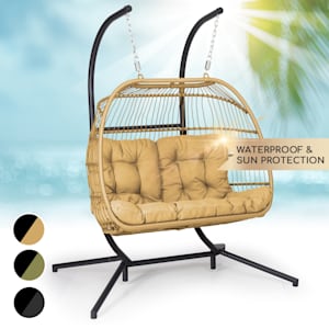 Biarritz Double hangstoel tweezits zitkussen polyester aluminium polyrotan 260 kg