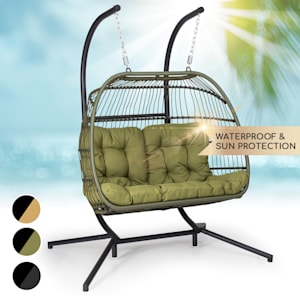 Biarritz Double Hanging Chair Two-Seater Seat Cushion Polyester Aluminium Polyrattan 260 kg