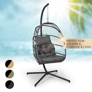 Biarritz Fauteuil suspendu individuel Coussin d'assise polyester Aluminium Polyrotin 130 kg
