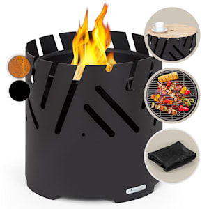 Crown 3-in-1 Feuerschale Ø 46 cm wasser- und frostfest Grillplatte Grillrost Bambusplatte