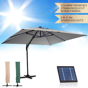 Arles parasol 300 x 300 cm polyester UV50+ water repellent LED light