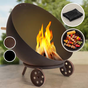 Fireball Egon Stahl-Feuerschale Garten Ø66cm Grill Regenschutz