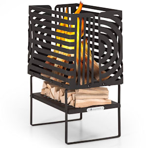 Krakatoa - Braciere, solido acciaio, ripiano per la legna, Laser-Cut-Design