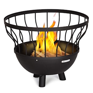 Nantai Brasero 3 en 1 Parrilla Mesa Ø66 cm Parrilla de Ø50 cm Acero Tablero de bambú